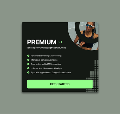 Pricing Card for Fitness App app bold cardio design figma fitness fitness app health modern pricing card treadmill trendy uiux unique web design website design workout