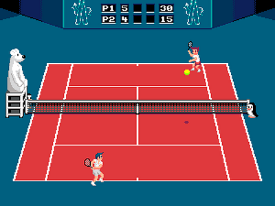 Moncler A 16 bit 8 bit animation pixel art polar bear tennis