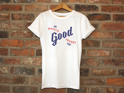 Wheelie Good Friends T Shirt bikes clayton cycling logo millie round