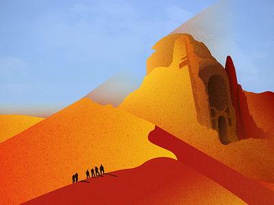 Adventure waits for no man desert gradient illustration sand temple texture vector