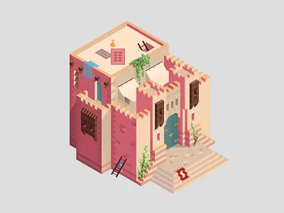 Desert city house WIP building design hexels2 house illustration isometric refreshh vector