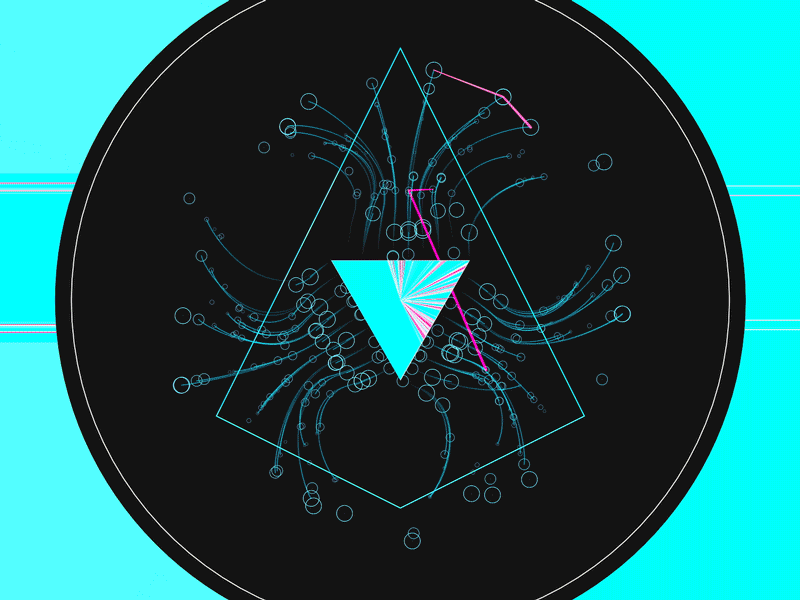 Triangle of gloom. 3d c4d cinema 4d cross cyan flat fuschia minimal triangle x particles