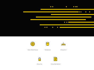 Data analytics branding data database dots focus lab icons lines stream yellow