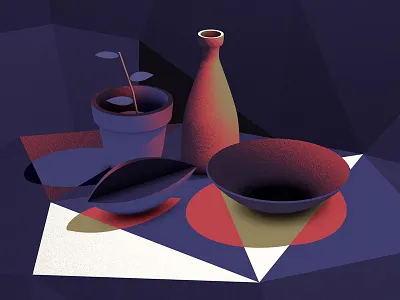 Bodegon 3d cubism nature texture