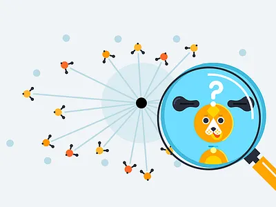 Analyzing Dogs. explainer flat illustration motion graphics orange