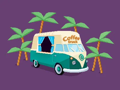 Pixel Truck coffee illustration palms pixel art truck