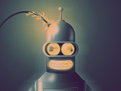 Pleasure Trip! (Bender Illustration Variation 3) bender diego futurama illustration illustrator robot san vector vintage