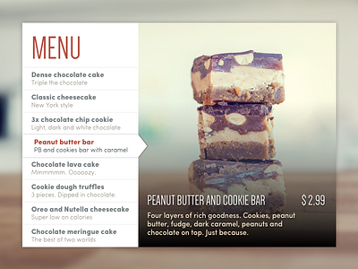 Daily UI #043 - Food/Drink Menu 043 cake cakes challenge daily dailyui drink food menu sketch sketchapp