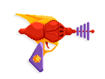 Raygun gun illustration pixel art raygun retro space