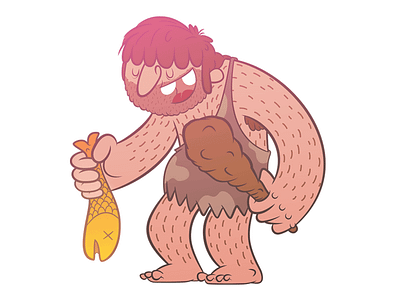 Fish dead caveman character colors fish illustration lines