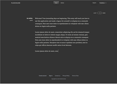 Journaling App dark minimal