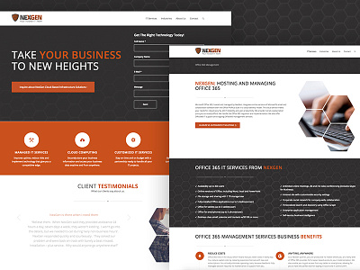 NEXGEN Website honeycomb it company msp orange responsive ui ux web website