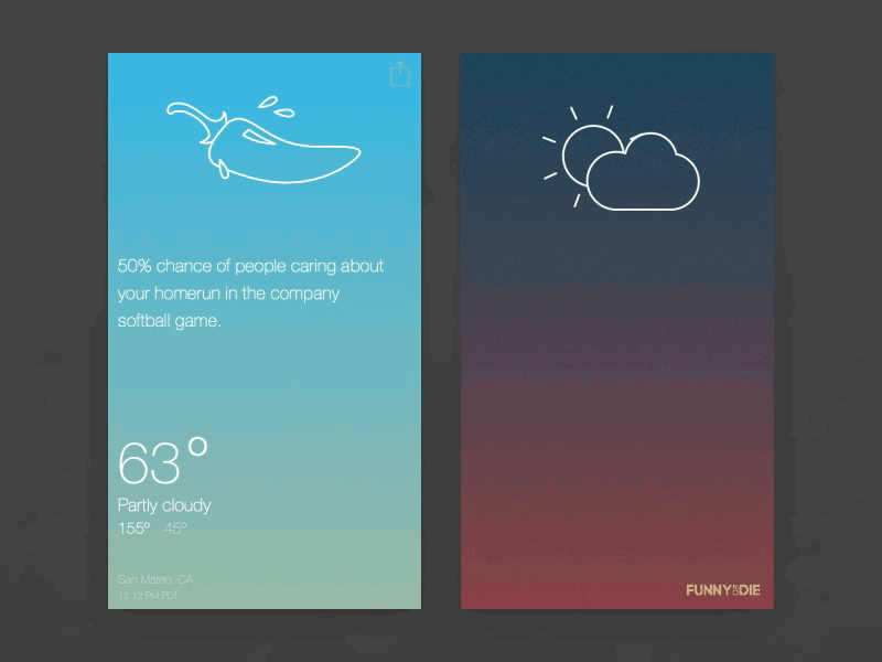 Funny or Die Weather - Animations animation app apple humor ios mobile weather