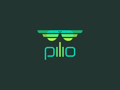 Pilio logo aeroplane app icon artistic branding clean colourful digital logo pilot shades sunglasses. wings