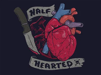 Halfhearted heart illustration ipad pro knife procreate