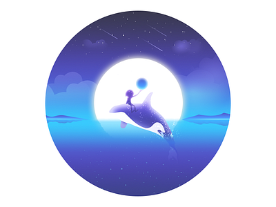 Magic ball blue dream illustration magic people sea