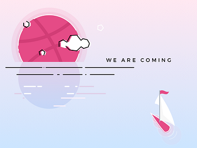 Hello Dribbble boat hello dribbble pink plannet