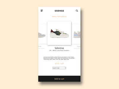 SSense app concept app clean clothing concept design minimal ssense ui ux valentino