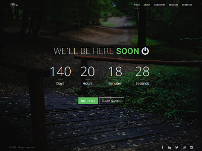 99% - Responsive Coming Soon Page HTML clock coming construction contact corporation countdown creative form mailchimp soon