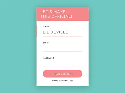 Daily UI :: 001 Sign Up app daily ui dailyui design form log in login sign in sign up ui ux