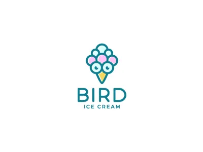 Bird Ice Cream bird cartoon cream ice identity line logo mark symbol
