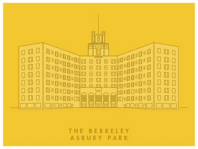 The Berkeley architecture building flat icon illustration line art vector