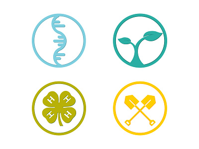 Custom Icons 4h circle custom design dna iconography icons leaf shovel