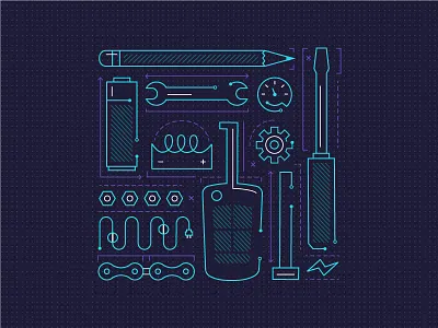 Vox x Volt blue blueprint chevy electric illustration purple tools volt vox