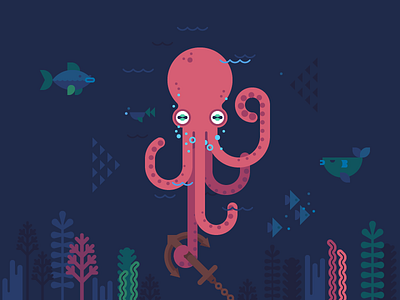 Octopus anchor animal darkness fish kraken sea seaweed tbt undersea underwater