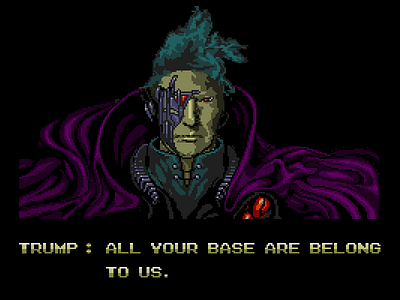 Donald Trump - All Your Base Are Belong To Us 16bit cats despot donald trump hair pixelart pixels politics retro trump