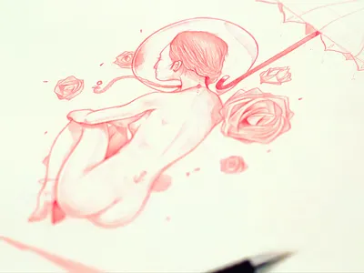 Floating. drawing illustration