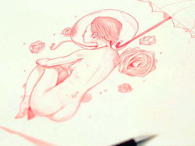 Floating. drawing illustration