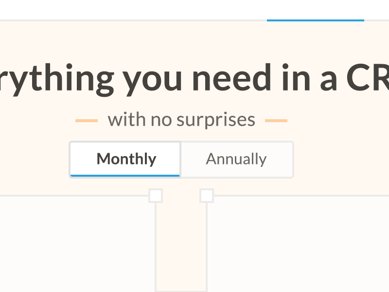 Nutshell UI Design crm iteration peach pricing segment control