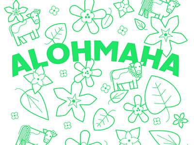 Alohmaha! animal cow flowers foliage friendlydc friendlydesign hawaii leaves pattern tropical