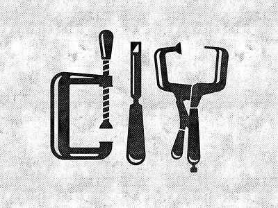 DIY black and white chisel clamp diy do it yourself minimal projects simple texture tools typography woodworking
