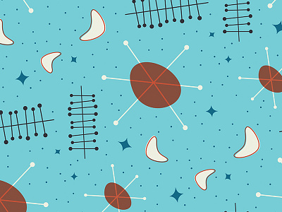 Atomic Pattern 2 atomic blue boomerang mid century pattern red space age starburst white