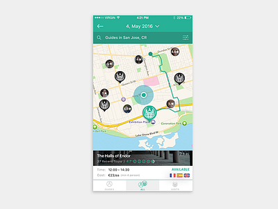 Travel App | Choose Route app app design google maps icons map map point map route sketch tab bar ux