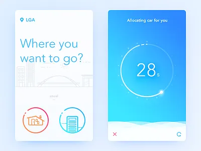 Taxi Waiting app blue daily ui illustration location simple taxi ui ux wait
