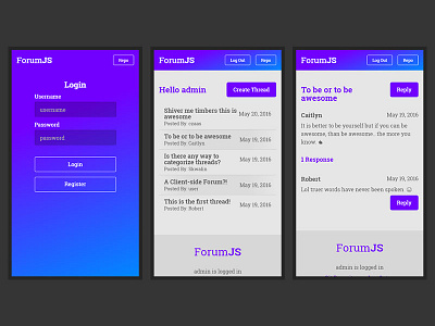 ForumJS forum javascript js programming single page app web