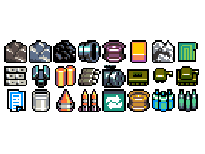 Factory Idle – Resource Icons 16 bit 8 bit icons pixel art ui