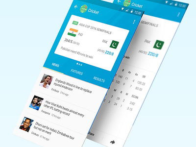 Cricket cricket design fixtures india news results score sketch ui ux