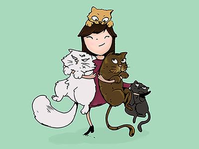 Cat Lady cat cats dribbble girl illustration lady shot