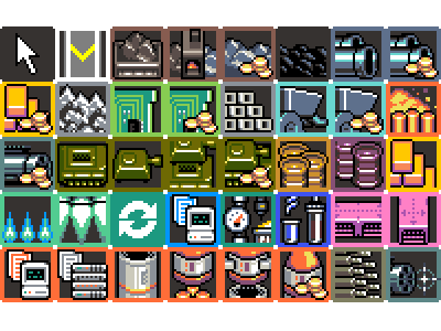 Factory Idle – Component Icons 16 bit 8 bit icons pixel art ui