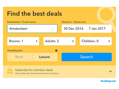 B.undle - Main Search Form bookingcom concept form ui