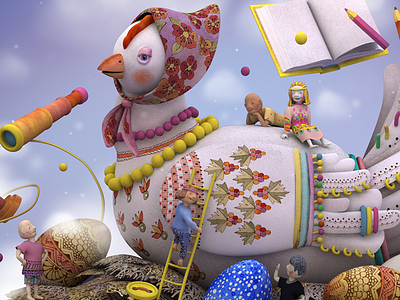 Magic chicken 3d illustration art illustration magic fish original art