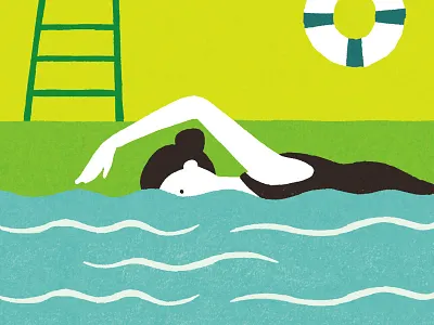 Swimming colour contrast flat illustration lifestyle pool swimmer swimming texture vector