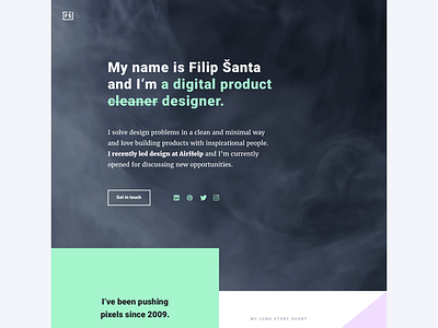 New filipsanta.com sneak peak black clean green minimal portfolio purple showcase ui ux