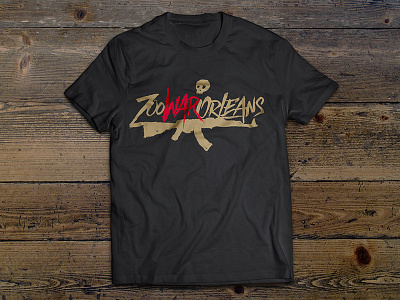 Zoo War Orleans ak ak 47 gun lettering orleans riffle shirt skull t shirt urban war