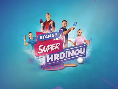 Všichni za stůl 2 3d blue colours digital hero illustration leemon lemon ping pong sport typography web