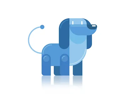 Well trained robotic dog ai animal blue character dog flat friend illustration mechanical robot simple toy